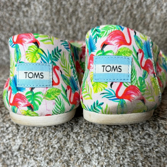 TOMS X Paper Source Limited Editon Flamingo Alpargata Canvas Slip On Shoes W11 - Picture 3 of 8